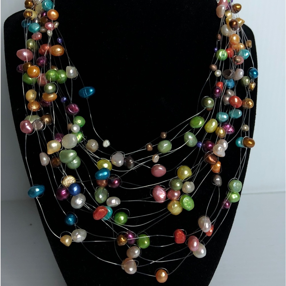 Multi Strand Freshwater Multi Colored Necklace - image 1